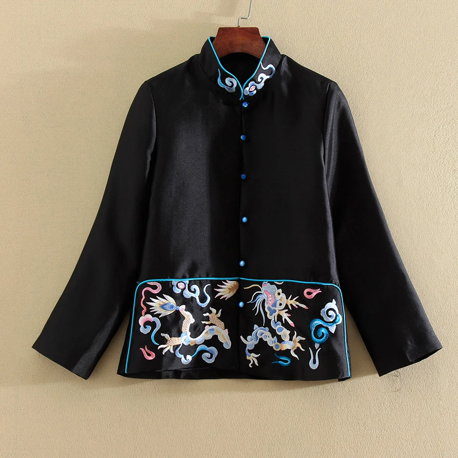 

Embro Mill New style autumn Women jacket top Chinese Style Retro embroidery elegant Loose lady coat female S-2XL
