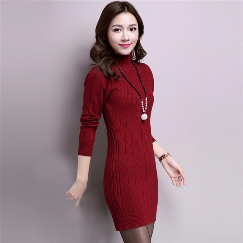 Long Sweater Dress Fall Winter Fashion Vintage Dresses Single-breasted Dress Mujer Autumn Vestido Ladies 807