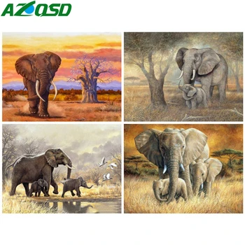 

AZQSD Diamond Painting 5d Elephant Cross Stitch Picture Of Rhinestones Diamond Embroidery Animal Needlework Gift Home Decor