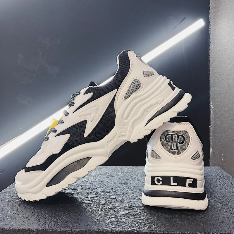 

Fashion Pop Men Chunky Sneakers Lace-up Flat Casual Shoes Platform Stylish Mixed Color Breathable Adult Male Tenis Footwear