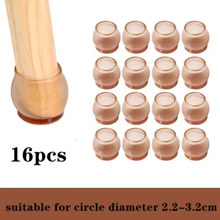 Set of 16 Non-Slip Silicone Chair Leg Caps with Felt Pads - Floor Protector and Furniture Cover