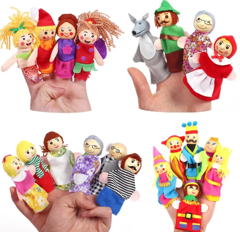 Hand Finger Puppets Plush Set Finger Toys Puppets Family Animal Dolls Cartoon Child Baby Talking Story Finger Puppet Toy