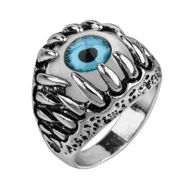 Vintage Men Silver Colour Stainless Steel Ring Devil's Eye Domineering Hip Hop Punk Motorcyclist Banquet Jewelry Gift | Украшения и