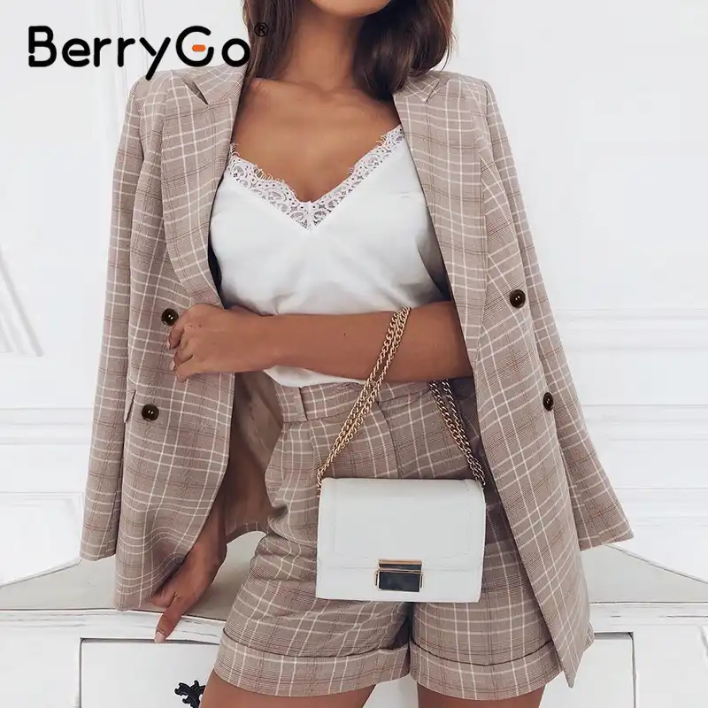 womens white shorts & blazer suit