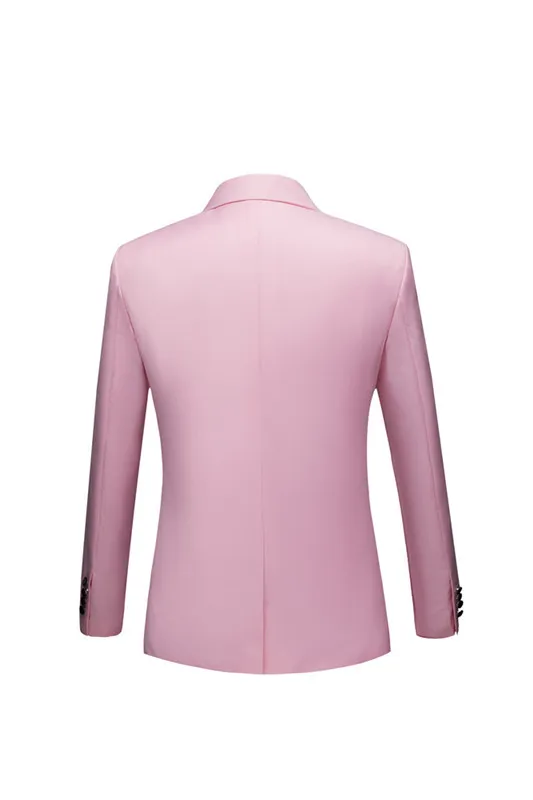 Fashion Pink Custom Groom Tuxedos Wedding Suit Party Prom Suits Slim Fit for Men 3 Pieces Suit Set (Jacket+Pants+Vest )