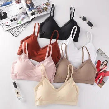 

Fashion New Comfortable Seamless Tube Tops Women Lace Bra Crop Top Padded Brassiere Sexy Lingerie Comfort Underwear