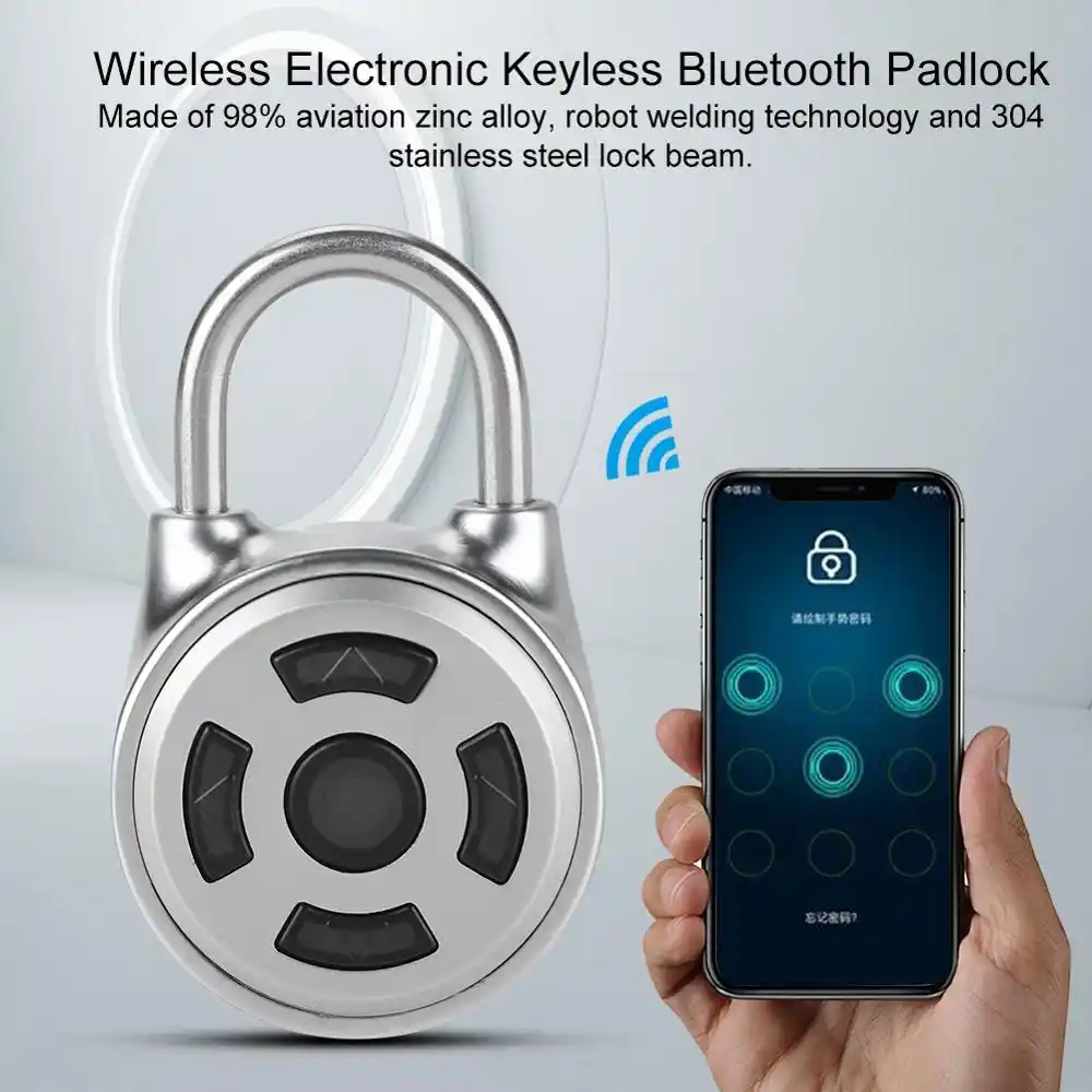 Wireless Padlock Bluetooth Smart Lock Keyless Remote Control Locker