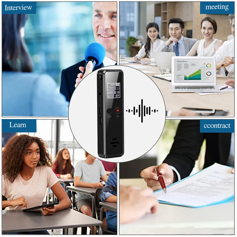 V90 Micro Digital Voice Activated Recorder Dictaphone Long Distance Audio Recording MP3 Player Noise Reduction WAV Record