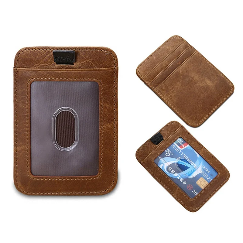 1 PC Men Genuine Leather Credit Card Holder Men Vintage Cow Leather Card Holder Bag Small Card ID Wallets Dropship Wholesale New