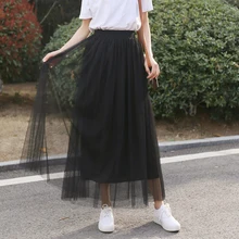 Многослойная юбка в богемном стиле на весну и осень, модная женская плиссированная однотонная фатиновая юбка с высокой талией, новинка года, шорты средней длины для девочек