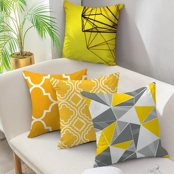 

Fuwatacchi Yellow Geometric Cushion Cover Sofa Decorative Cushions Pillow Cover Home Decoration Pillow Case Tropical Cover