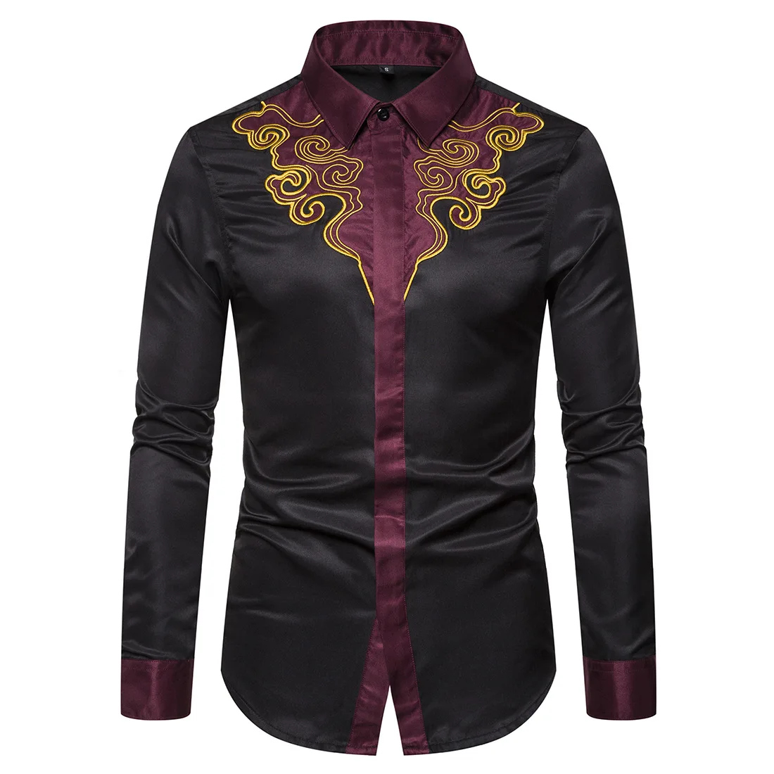 Футболки с королевской символикой для мужчин новая курительная рубашка Camisa De Smoking с вышивкой мужские дизайнерские рубашки черного барокко роскошная мужская одежда Slim Fit Hemd