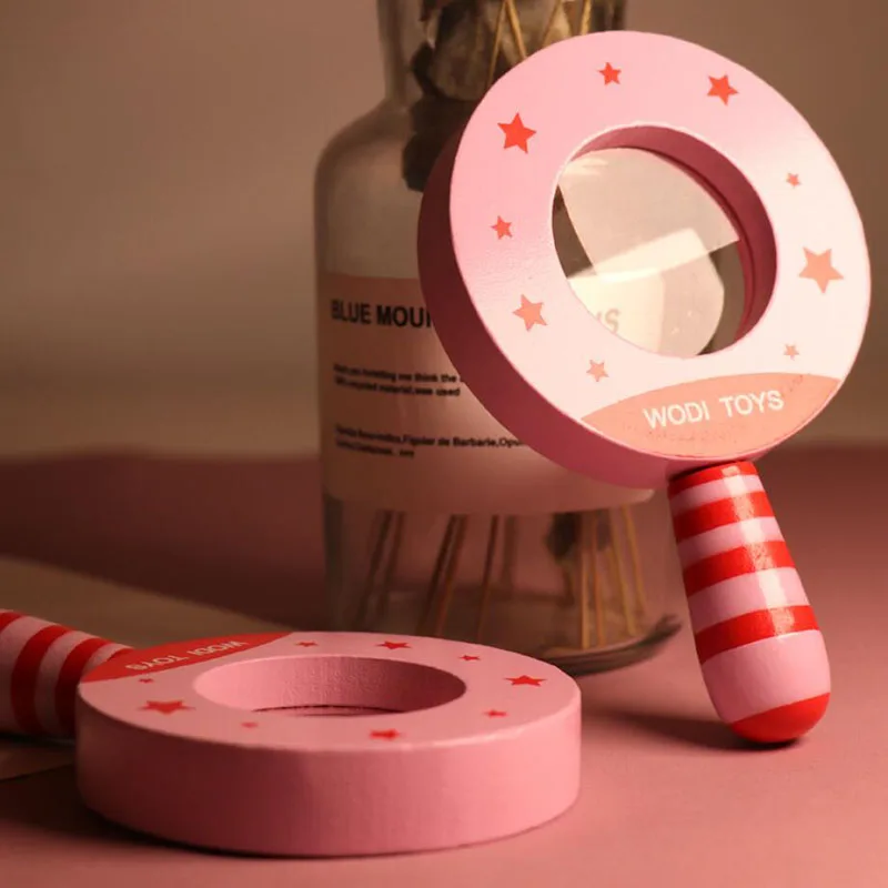 Wooden Cutely Magnifier Toy For Children Educational Learning Exploring Ability Developing Colorful Baby Round Shape Classic Toy