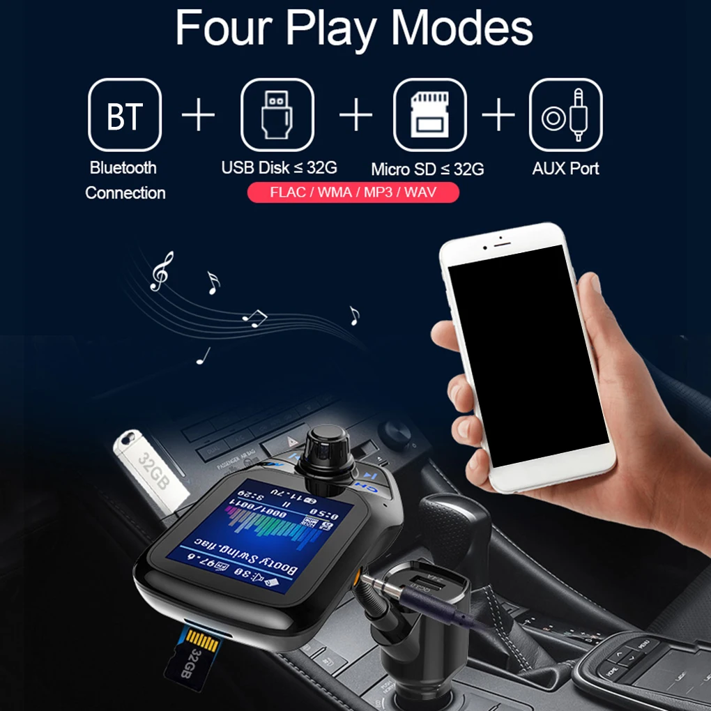 Car MP3 Player Bluetooth Handsfree Speaker Screen Display Dual USB Port Phone Charger AUX Music Player