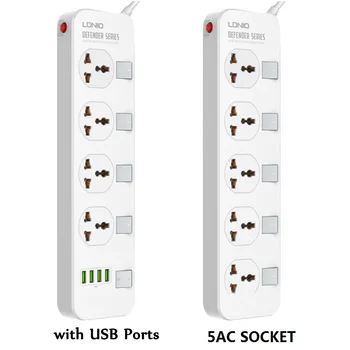 

Smart Power Strip Overload Protection 4AC Unicersal Socket Independent Control Switches 4USB Charger Ports 2m Extension Cord
