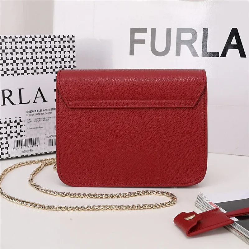 Original FURLA Women's Bags,High Quality Women's Furla Leather Bags Wine Red Color S Size 16.5cm x 12cm x 8cm