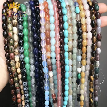 

6*9mm Drum Shape Amazonite Jaspers Quartz Jades Agates Beads Natural Loose Beads For Jewelry Making Bracelet Earring Accessories