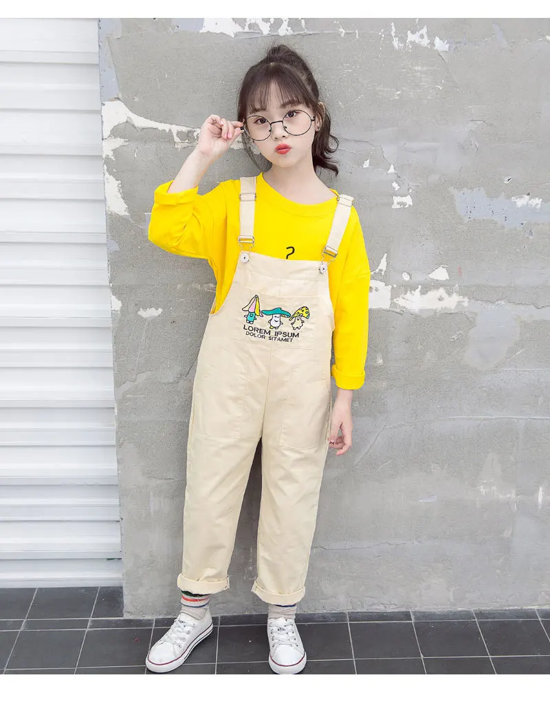 

Childrenswear 2019 Fashion Baby Cartoon Pattern Long Sleeve Cotton Small Mushroom Suspender Strap Set Two-Piece Set a-Piece