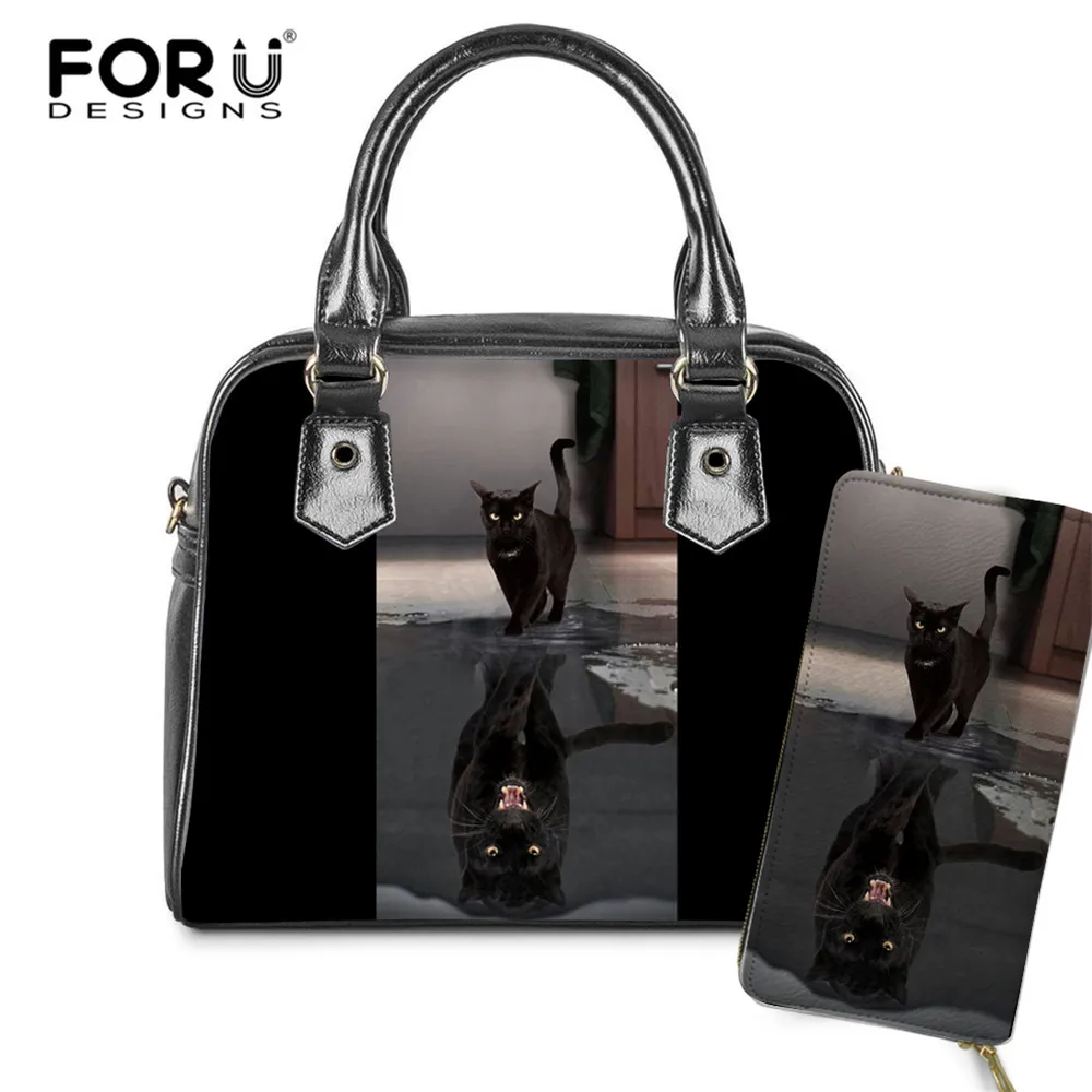 FORUDESIGNS/черная кошка Хищник черный женские сумки повседневная женская обувь из
