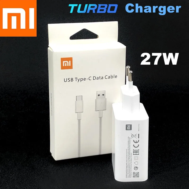 Быстрое зарядное устройство Xiaomi 27 Вт EU Turbo quick Charge 4 0 адаптер питания usb c кабель для