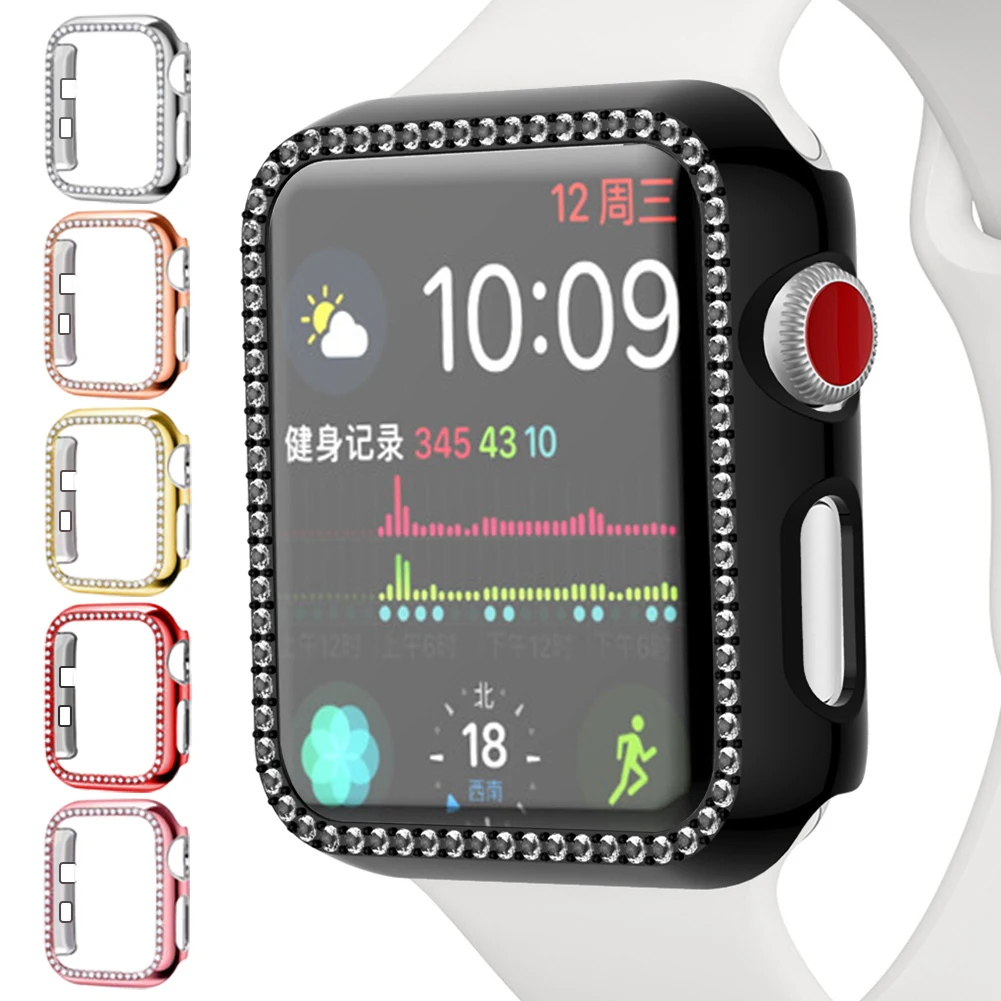 Алмазный защитный чехол Жесткий Чехол из поликарбоната для Apple Watch 6 5 4 SE 40 мм 44
