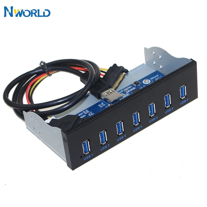 USB 3 0 7 портов Hub 5Gbs 5 25 &quotCD ROM Drive Bay CD Передняя панель для компьютера чехол + 19