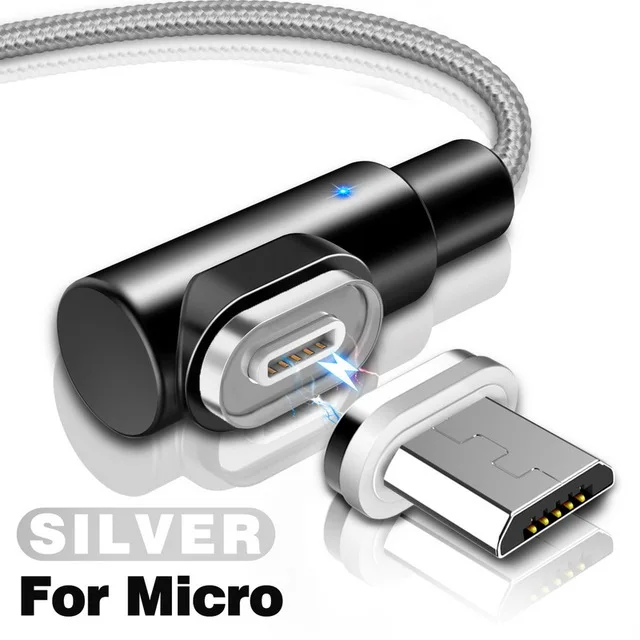 GETIHU 2 м Магнитный кабель 2.5A Быстрая зарядка Micro USB зарядное устройство Тип C Быстрая зарядка для iPhone XS X 8 7 6 Магнит мобильный шнур для телефона - Цвет: For Micro Silver