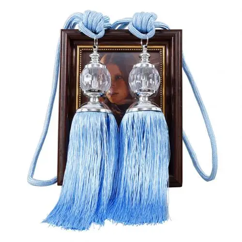 Занавес кисточка кисть бахрома подхваты подвесной ремень шаровые веревки крючок вешалка Аксессуары для штор галстук ремень пряжка - Цвет: Синий