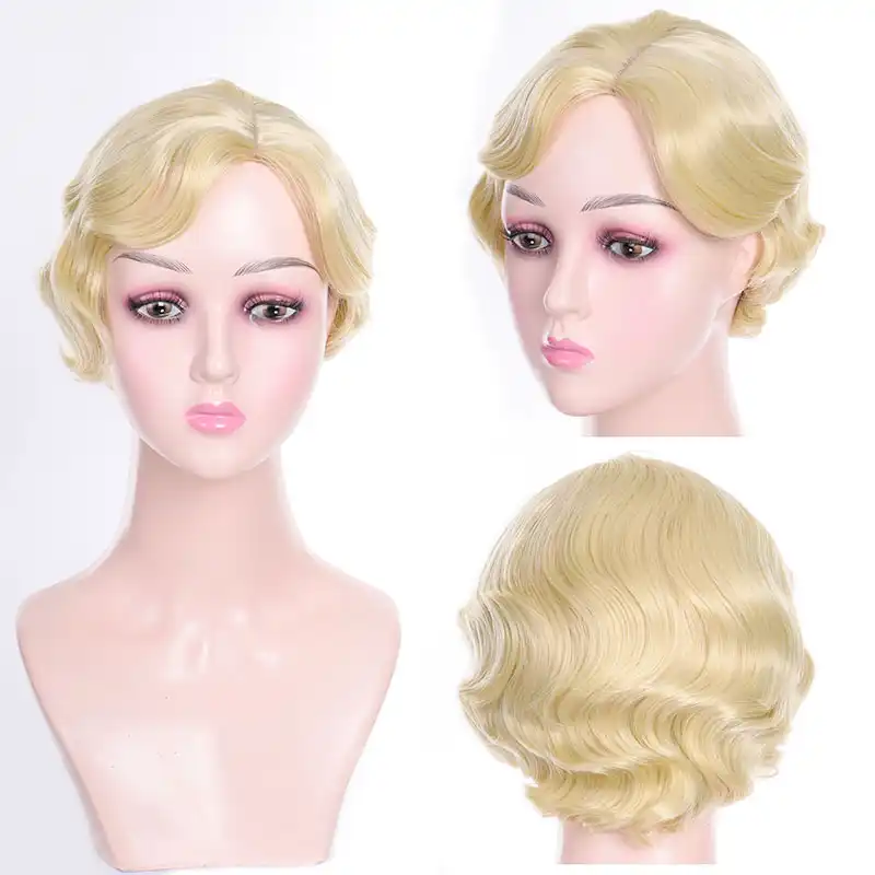 Weilai Pariki Dlya Zhenshin Korotkie Svetlye Kudri Korotkie Volosy Bob Parik Korotkie Volny Okeana Pariki Naturalnyj Palec Volna Volos Parik Aliexpress