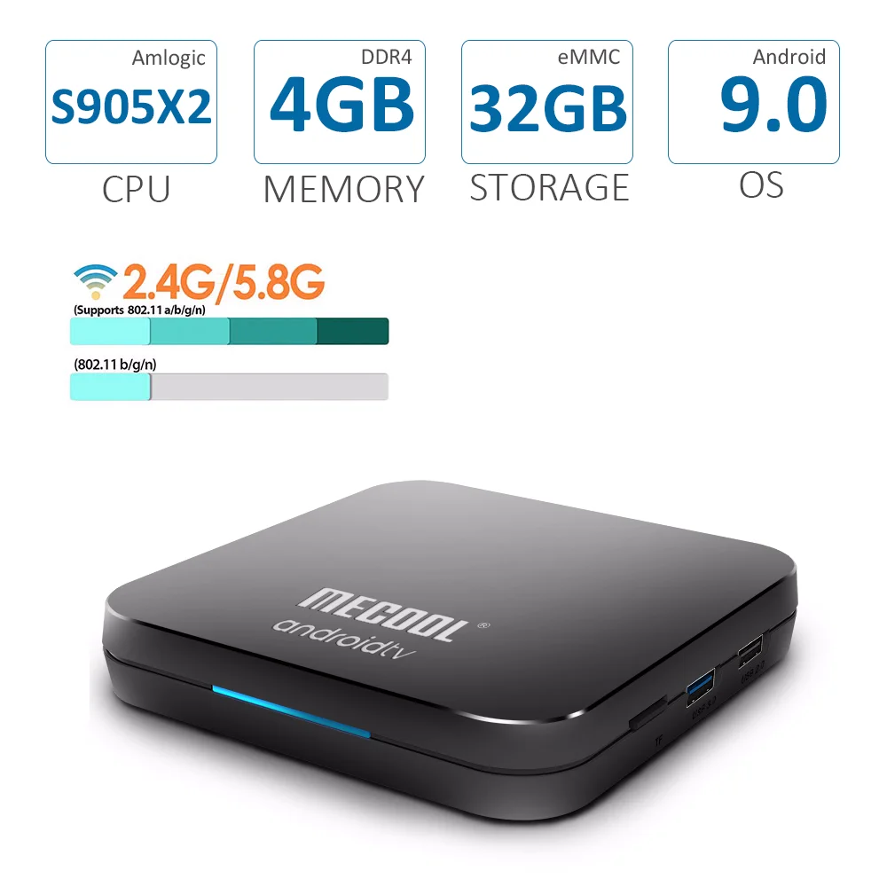 ТВ приставка Skywoods MECOOL KM9 Pro сертификат Google Android 9 0 4 ГБ 32 Amlogic S905X2 4K двойной Wi Fi умная