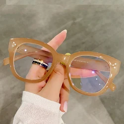Retro Unisex Fashion Square Eyeglasses with Clear Lenses (Brown)
