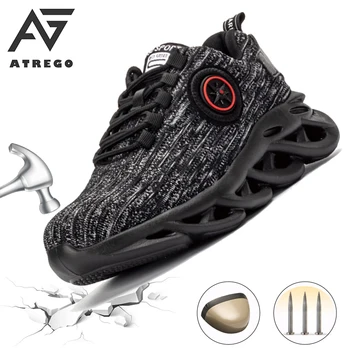 

AtreGo Dropshipping Indestructible Safety Shoes Men Steel Toe Air Safety Boots Puncture-Proof Work Sneakers Breathable Shoes