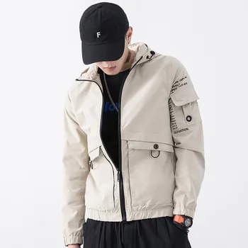 

EWQ / spring Witner Men's Clothes Casul Jacket For Male 2020 Fashion New Hooded Coat With Pocket Zipper Long Sleeve 19H-a137