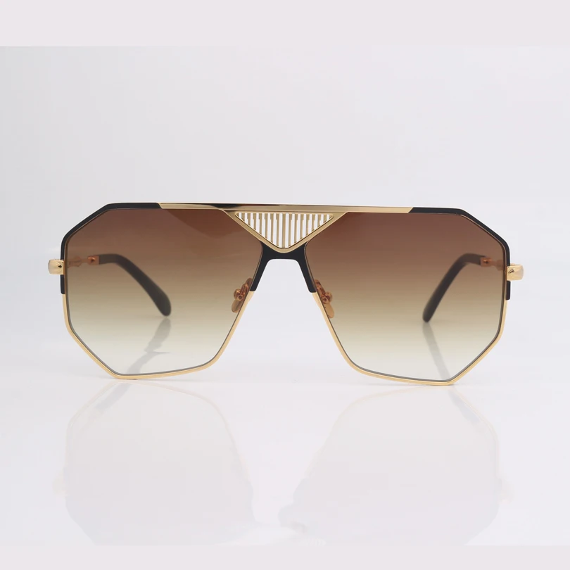 

High quality gold square frame brown gradient lens fashion men sunglasses