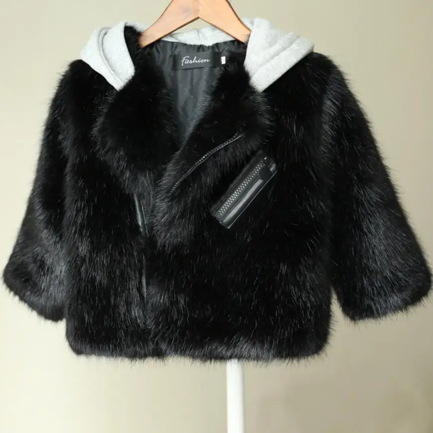 

Winter Children Faux Fur Coat Thicker Warm Hooded Overcoat Imitation Fox Fur Jacket Modis Kids Clothing Fake Fur Outerwear Y2008