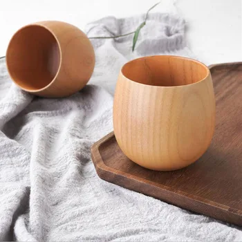 

Wooden Big Belly Handmade Natural Spruce Wood Cups Beer Tea Coffee Milk Water Cup Kitchen Bar Drinkware