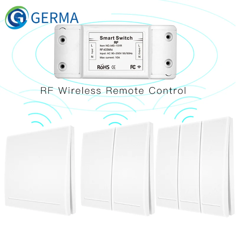 433Mhz Home Smart Push Button Wireless Switch Light RF Remote Control Receiver 433Mhz Home Smart Push Button Wireless Switch Light RF Remote Control Receiver