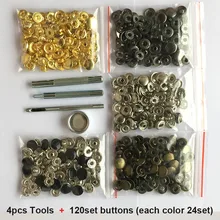 120 набор металлических кнопок 5 цветов+ 4 шт. инструменты металлические кнопки для шитья кожаных сумок