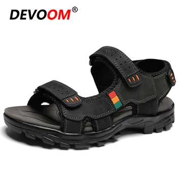 

Summer Hiking Sandals Men 2020 Outdoor Leather Beach Sport Sandals Men Rubber Comfort Sneakers Slippers Trekking Shoes Male 47