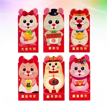 

18pcs Red Envelope Rat Mouse Cartoon Lucky Money Envelope Gift Envelopes Red Pocket for Chinese Wedding New Year Birthday