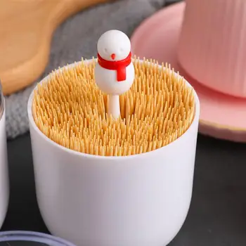 

2 Pcs Christmas Toothpick Dispensers Storage Boxes Adorable ABS With Lid Christmas Swab Box Toothpick Box Dustproof Swab Box