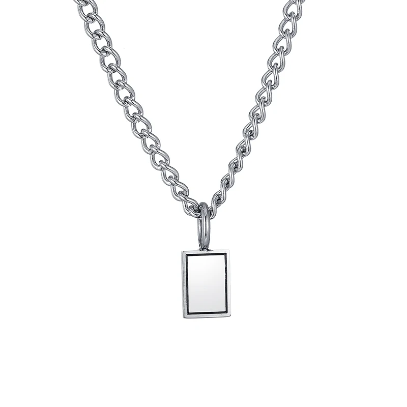 

BP005 Little Tag Pendant Necklace With Link Chain Vintage Fashion Style Pendant Male Female Charm Titanium Pendants Jewelry