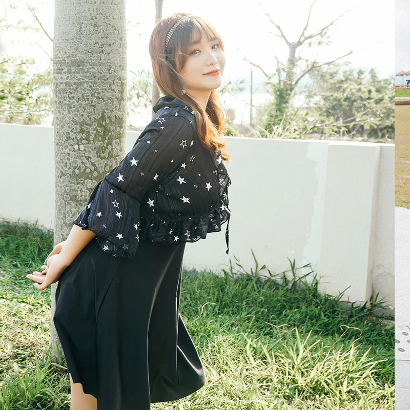 

New Style Large Size Bathing Suit Women's Fashion Conservative Slim Fit Slimming Dress-with Cover-up Fat Mm 200 Swimwear