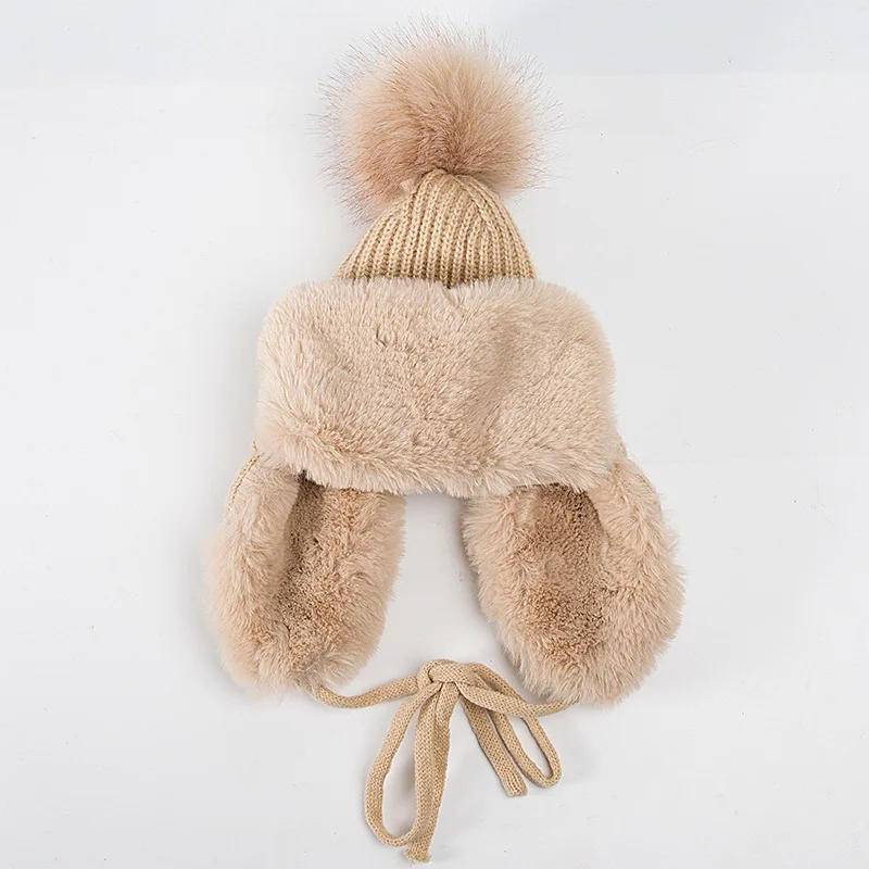 Winter Fur Hat For Women Men Warm Soft Beanies Knitted Cap Quality Faux Fur Bomber Hats Russian Ski Hat bonnet