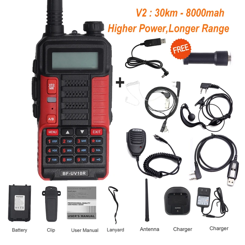 Оригинальная рация Baofeng UV10R дальность действия 30 км 128 каналов VHF UHF