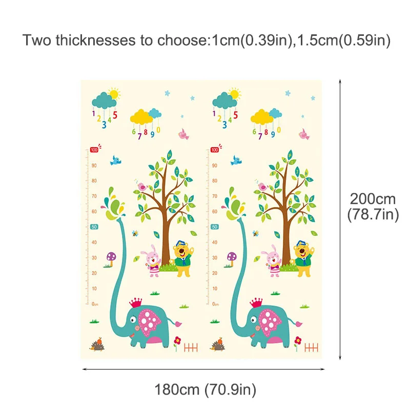 Детский игровой коврик babyinside 200*180 см складной двусторонний Коврик для ползания XPE