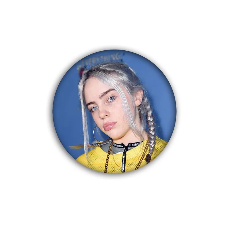 3D принт хип-хоп певец Billie Eilish значки на заказ мешочек для брошек одежды DIY нагрудные булавки декоративные броши Рождественский значок - Цвет: 6