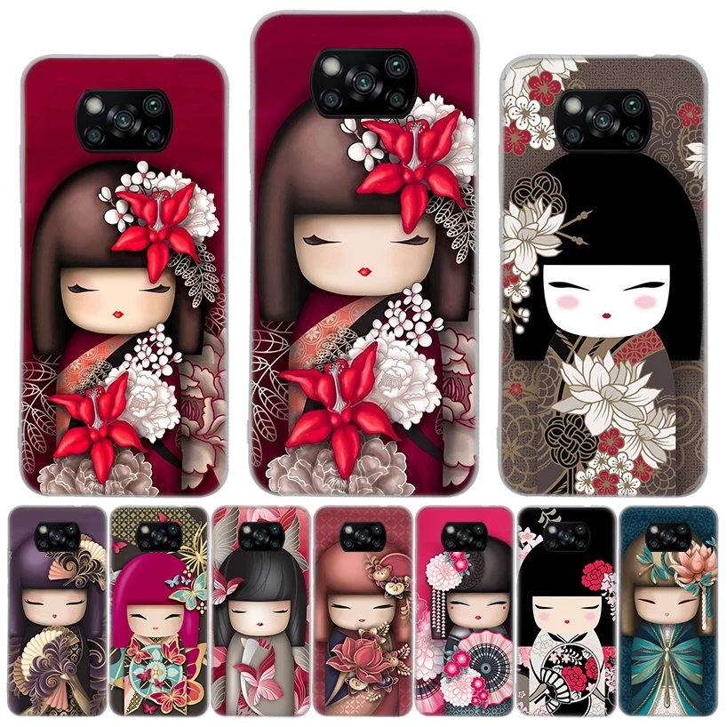 Силиконовый чехол-кимоно Kokeshi с куклой для девушек телефонный чехол Xiaomi Poco X3 NFC F3 M3