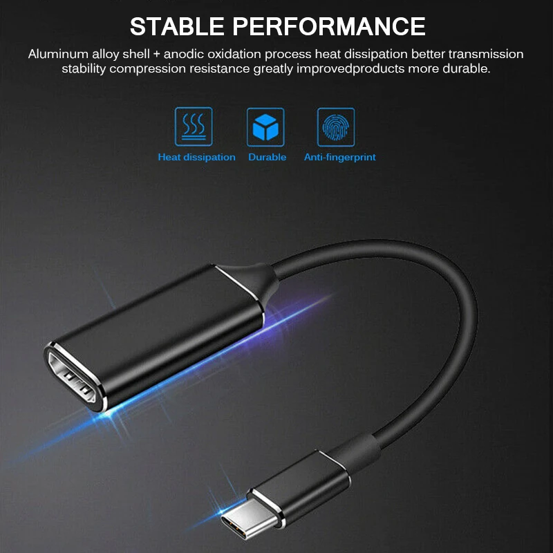 Портативный адаптер-переходник типа C к HDMI высокого разрешения тип-c к HDMI конвертер алюминиевый сплав Plug And Play конвертер адаптер