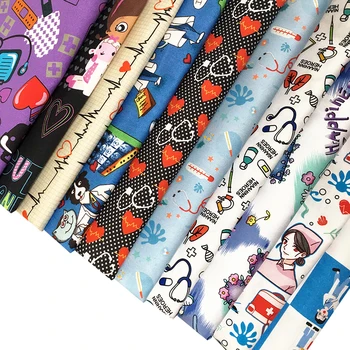 

100% cotton twill patchwork medical nurse clothes illustration children's clothing fabric clothes handmade DIY sewing materials